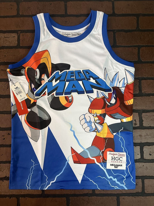 MEGA MAN Blue Headgear Classics Basketball Jersey