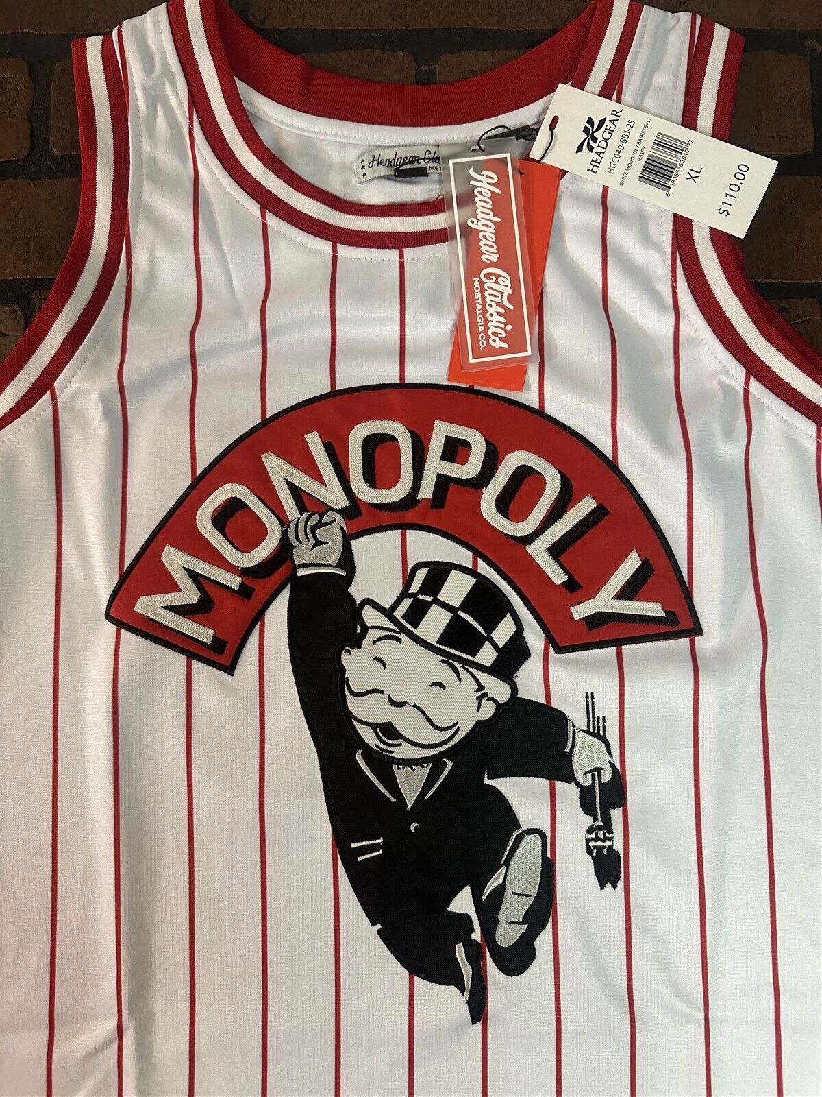 MONOPOLY White Headgear Classics Basketball Jersey