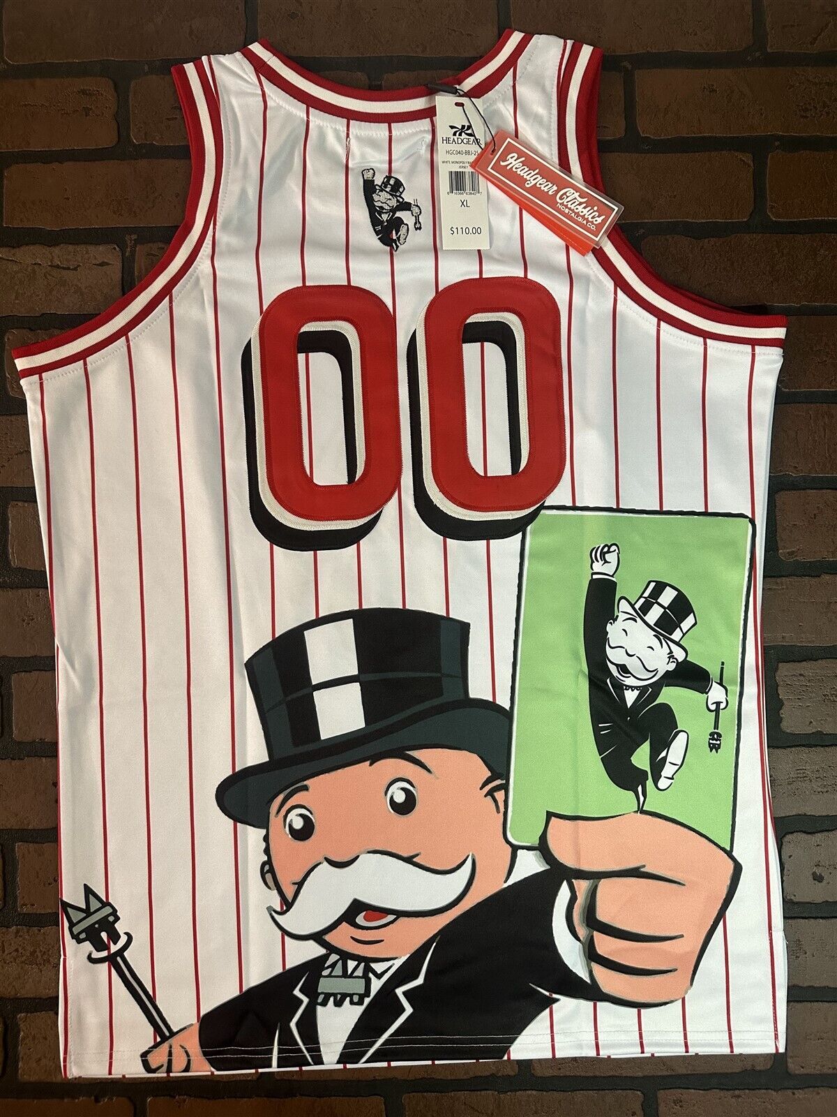 MONOPOLY White Headgear Classics Basketball Jersey