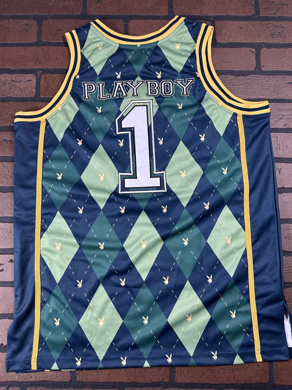 PLAYBOY BUNNY Green Argyle Headgear Classics Basketball Jersey