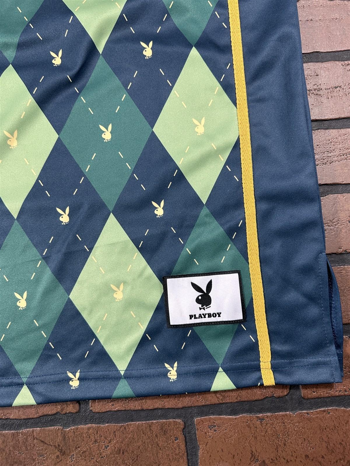 PLAYBOY BUNNY Green Argyle Headgear Classics Basketball Jersey