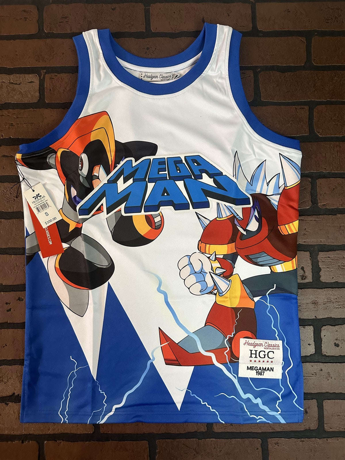 MEGA MAN White Headgear Classics Basketball Jersey