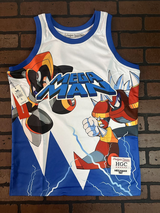 MEGA MAN White Headgear Classics Basketball Jersey