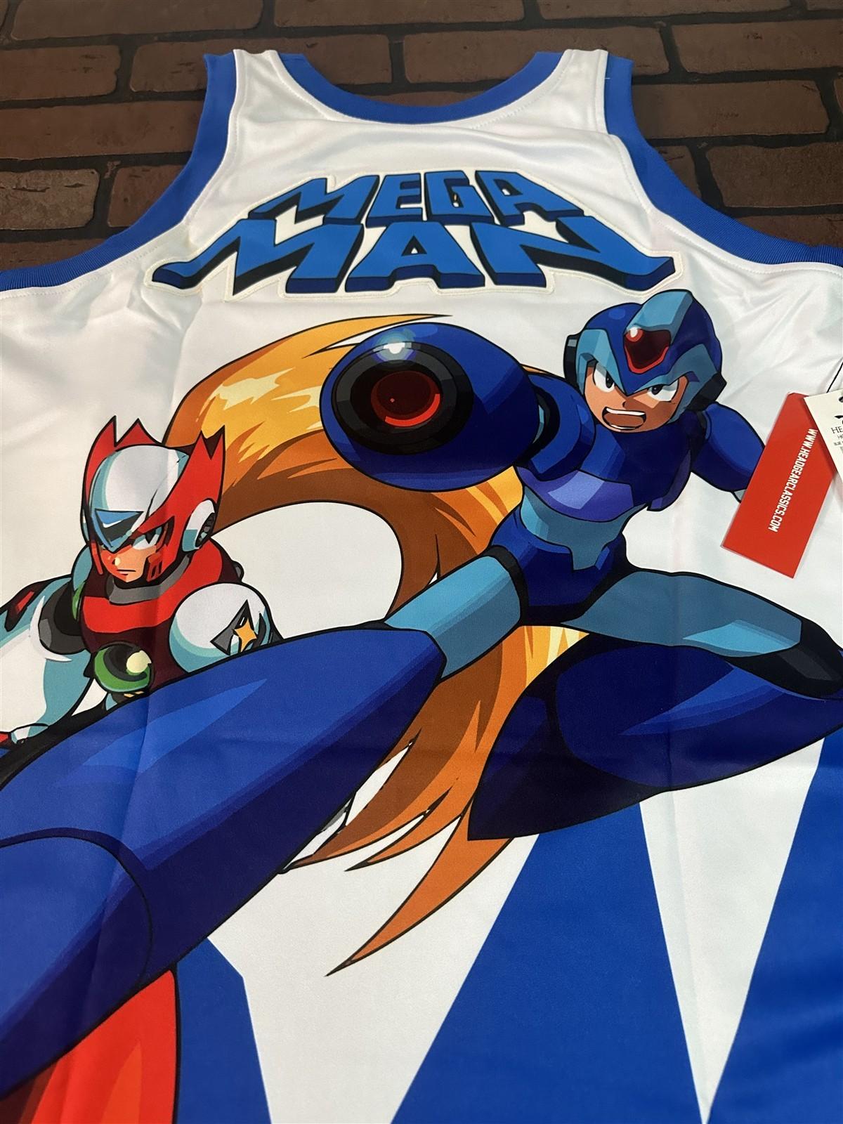 MEGA MAN White Headgear Classics Basketball Jersey