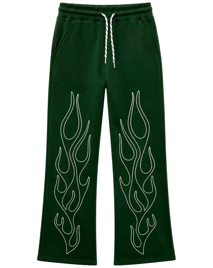 Green Flames Sweatpants Streetwear