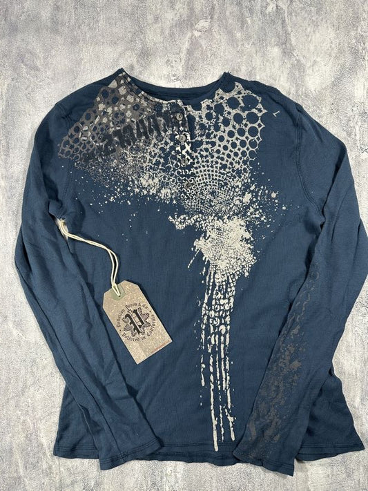 Pollution Blue Y2K Thermal Long Sleeve Shirt