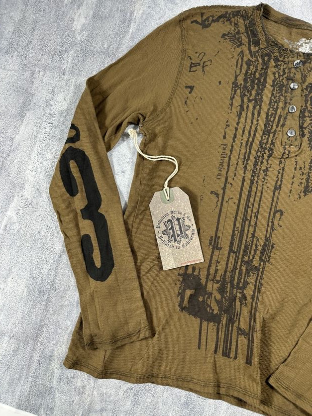Pollution Brown Y2K Thermal Long Sleeve Shirt