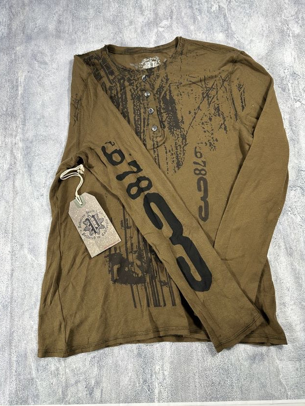 Pollution Brown Y2K Thermal Long Sleeve Shirt