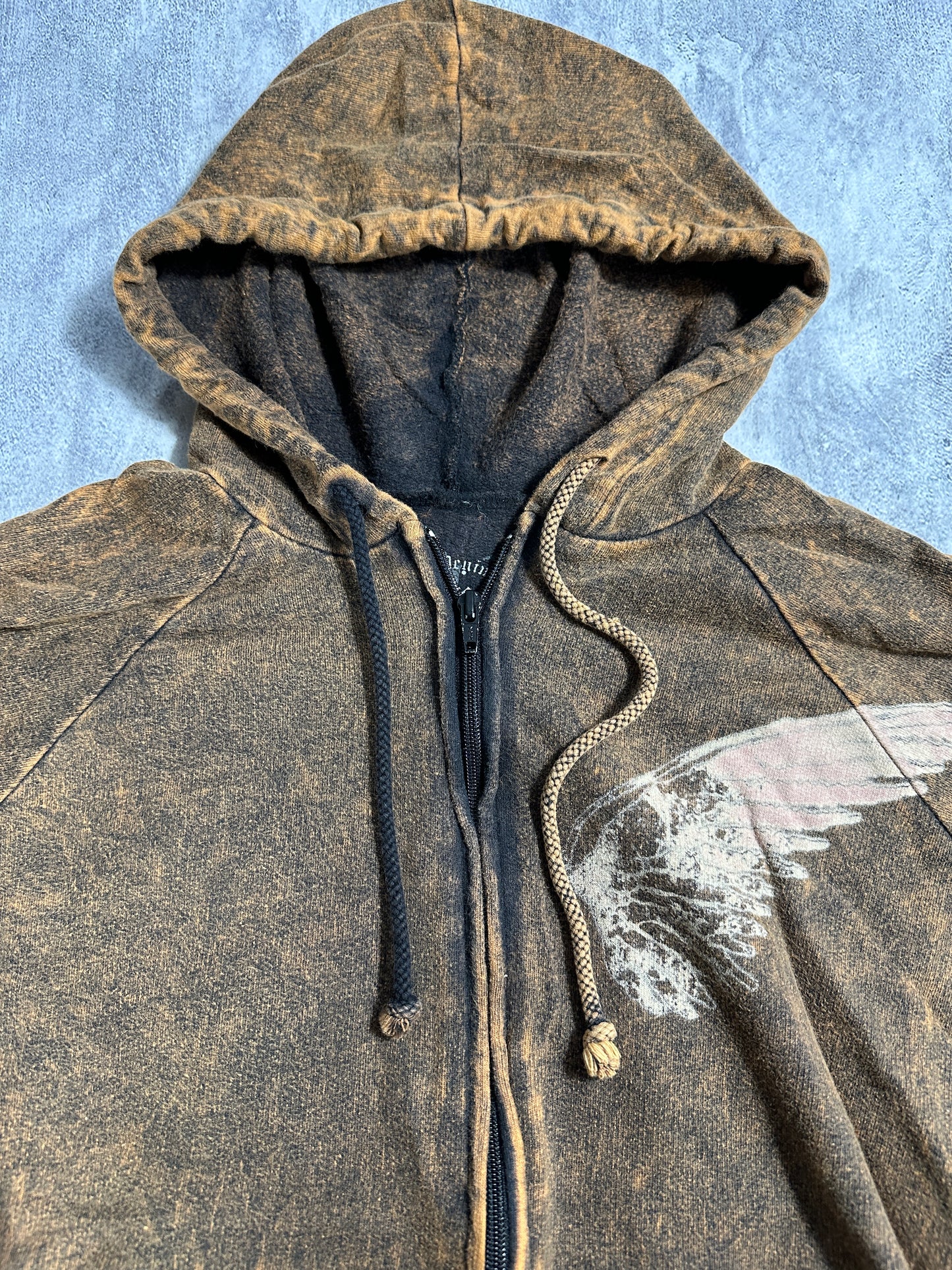 Pollution Hoodie Brown with Wing Graphic