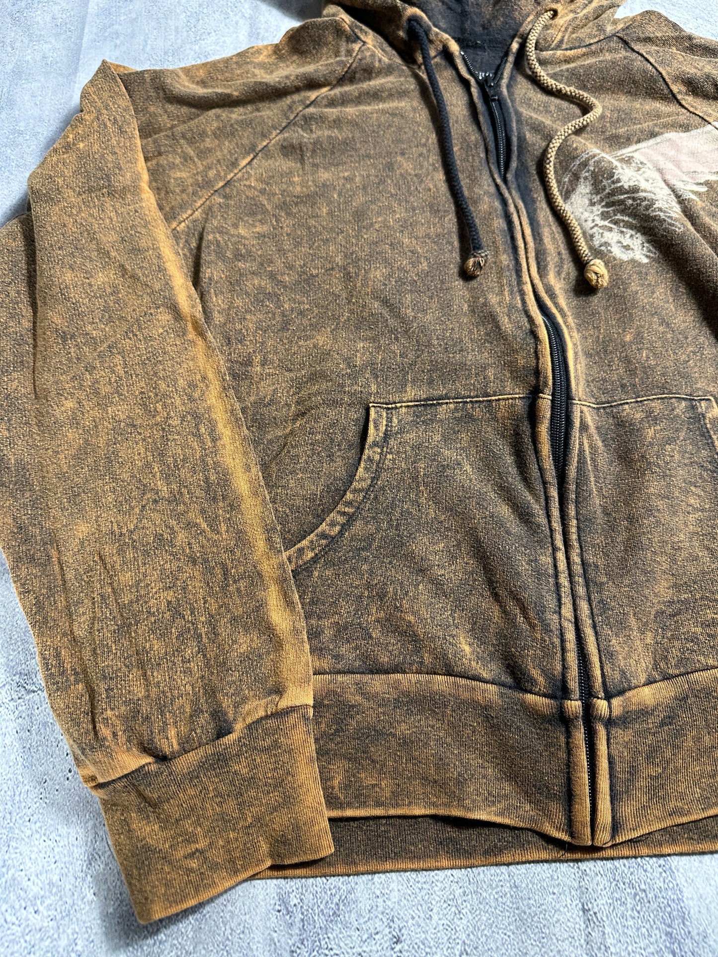 Pollution Hoodie Brown with Wing Graphic