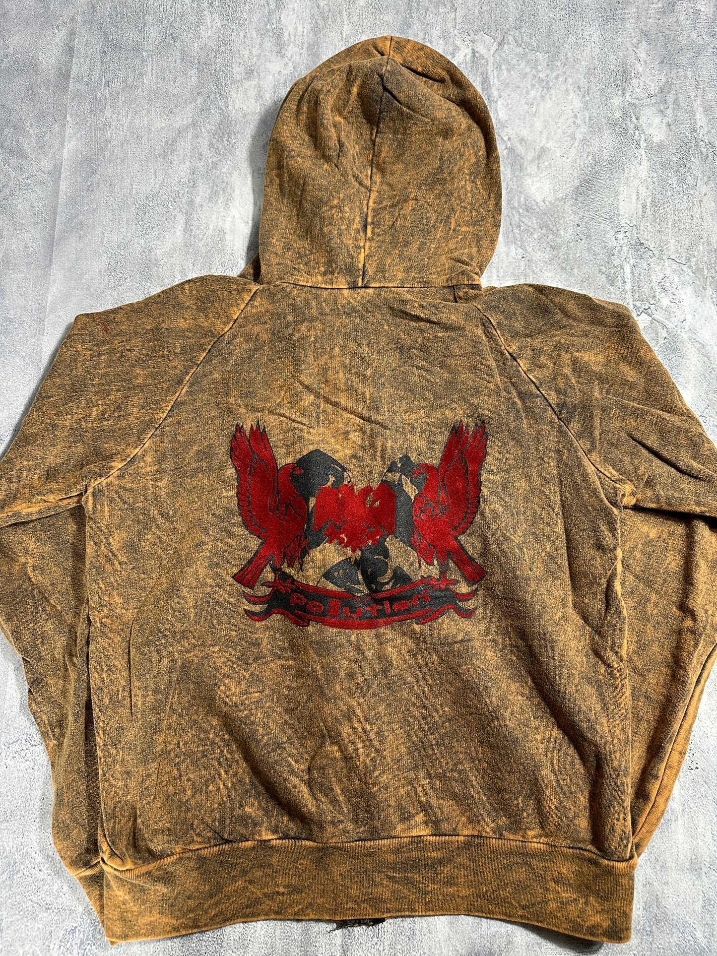 Pollution Hoodie Brown with Wing Graphic