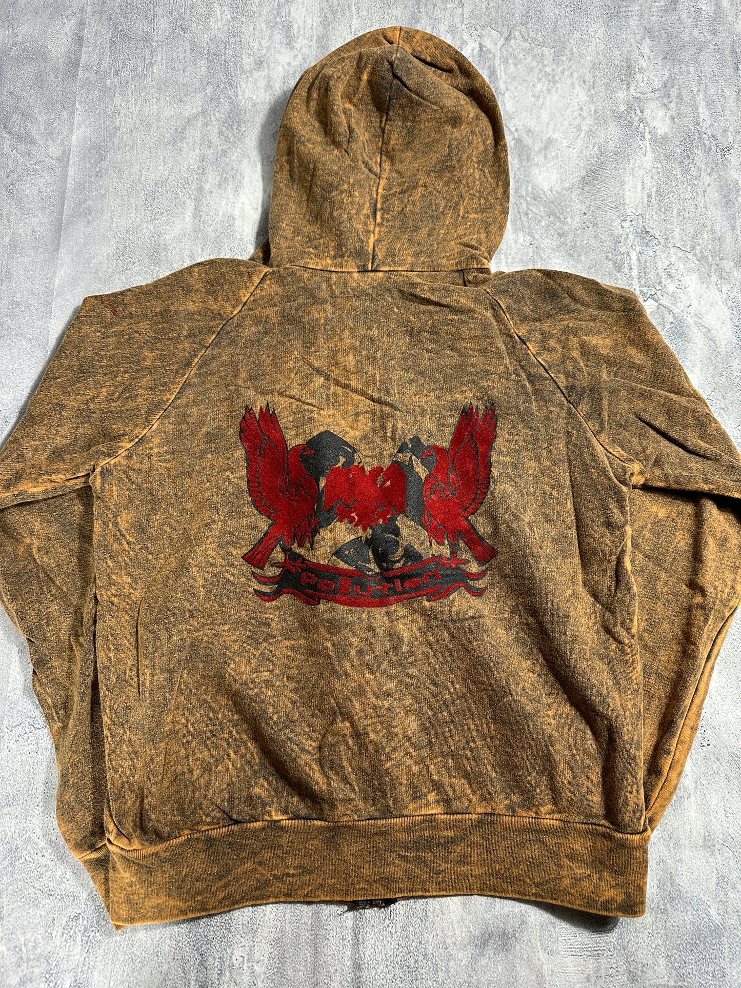 Pollution Hoodie Brown with Wing Graphic