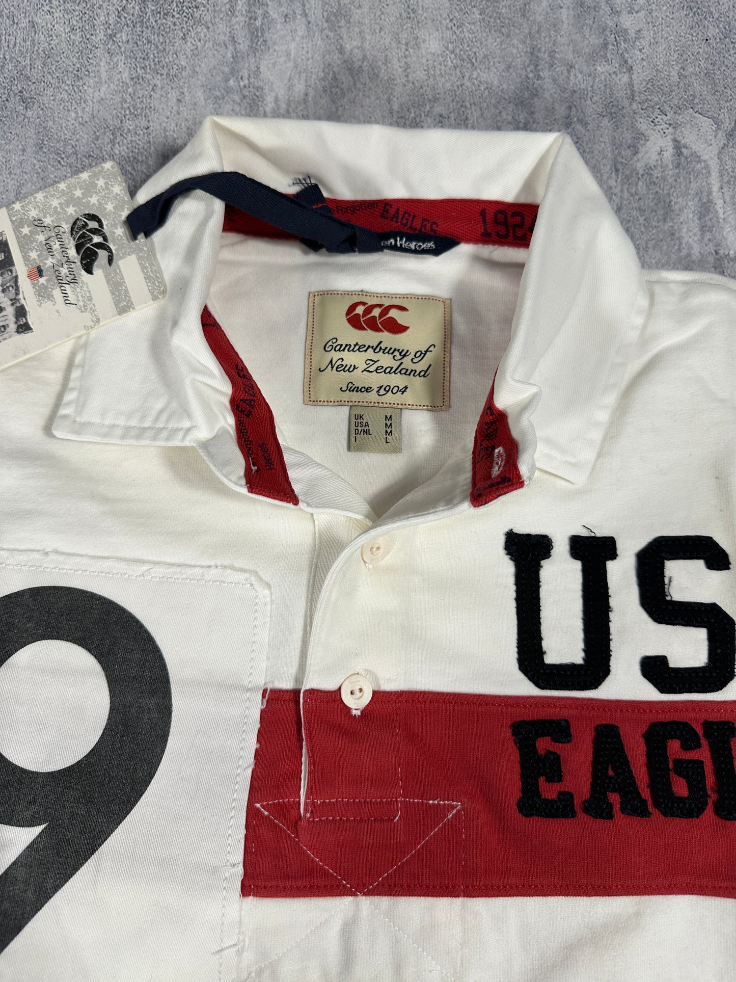 USA Canterbury White Rugby Polo Shirt