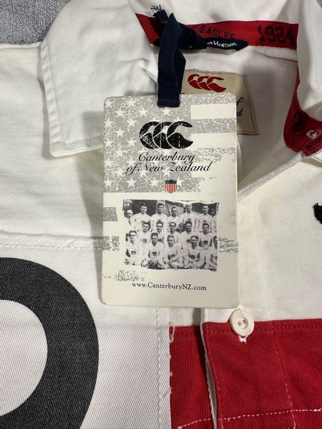 USA Canterbury White Rugby Polo Shirt