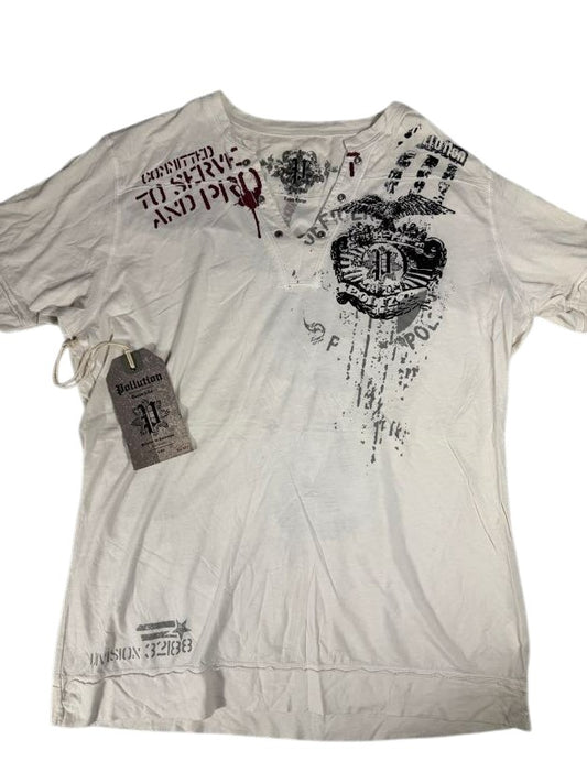 Pollution White Grunge V-Neck