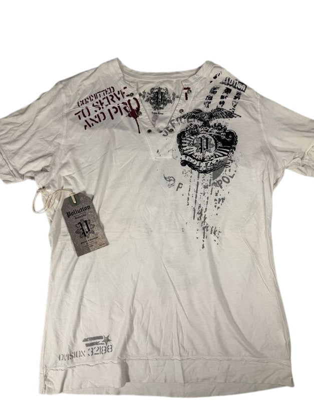 Pollution White Grunge V-Neck