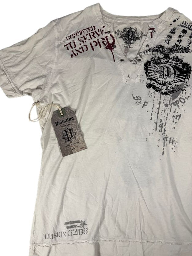 Pollution White Grunge V-Neck