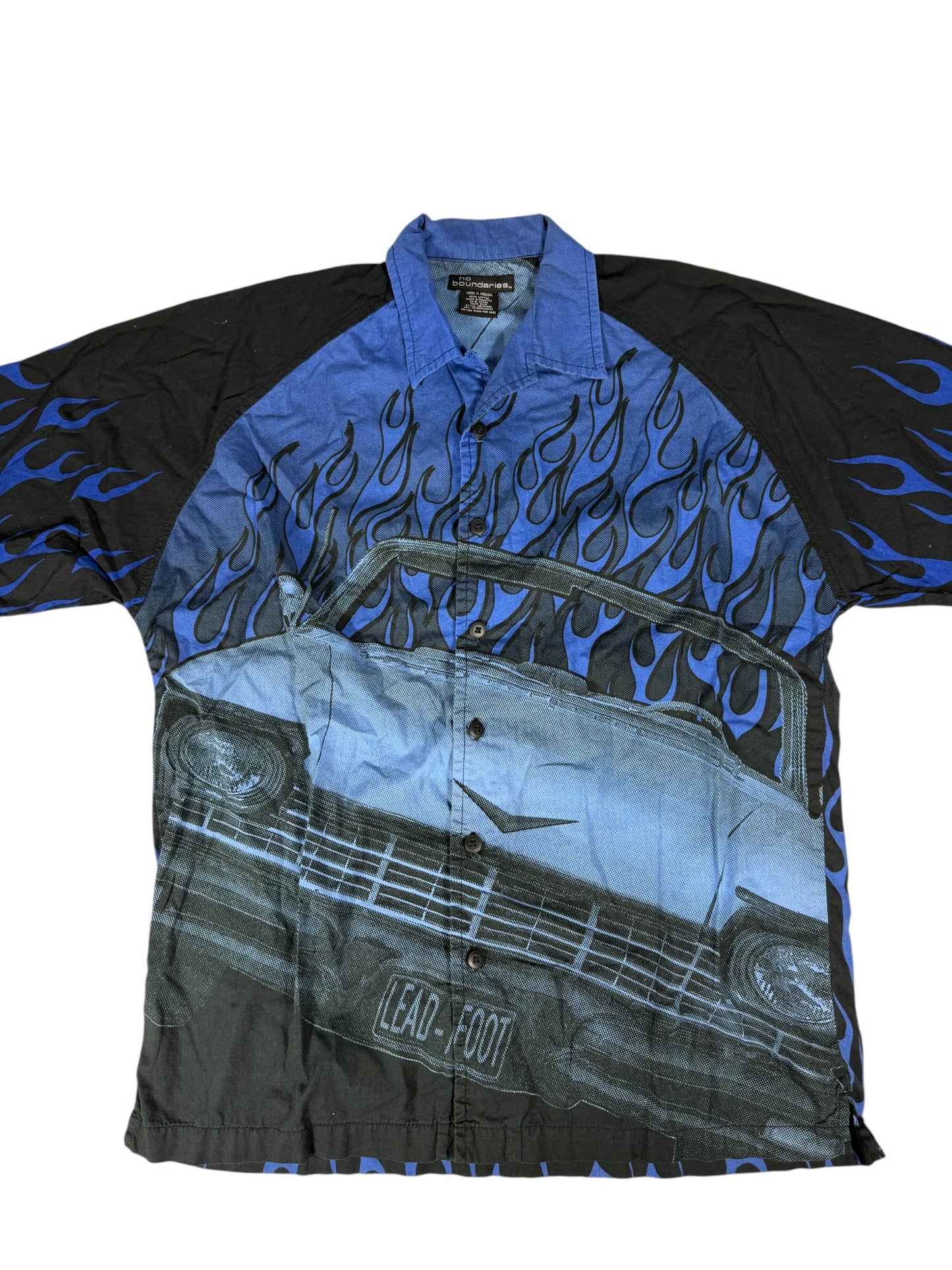 No Boundaries Flaming Car Button Up Shirt
