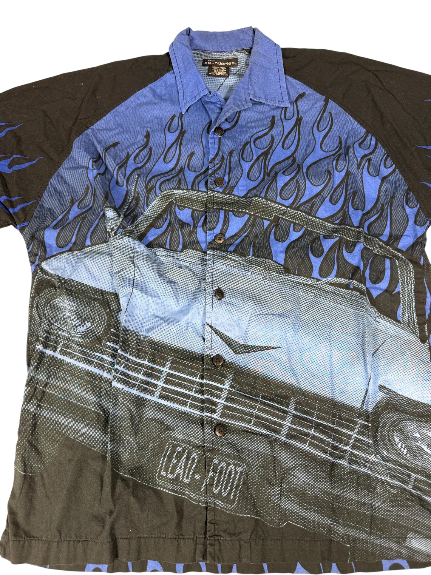 No Boundaries Flaming Car Button Up Shirt
