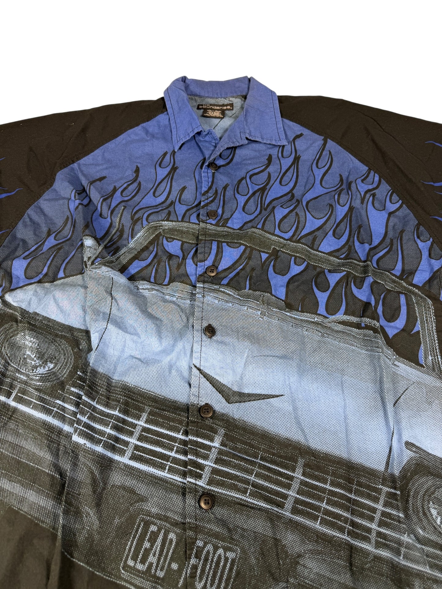 No Boundaries Flaming Car Button Up Shirt