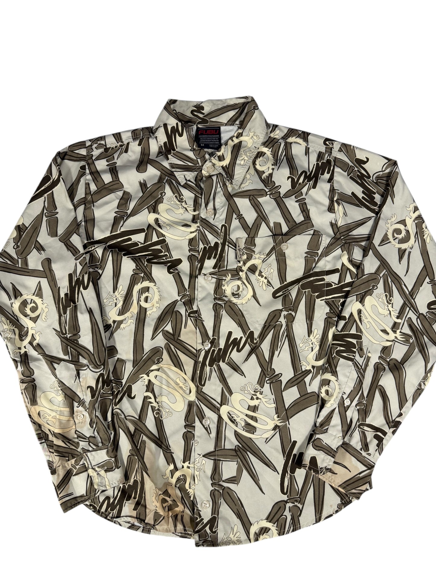 Fubu Dragons Long Sleeve Button Up Shirt