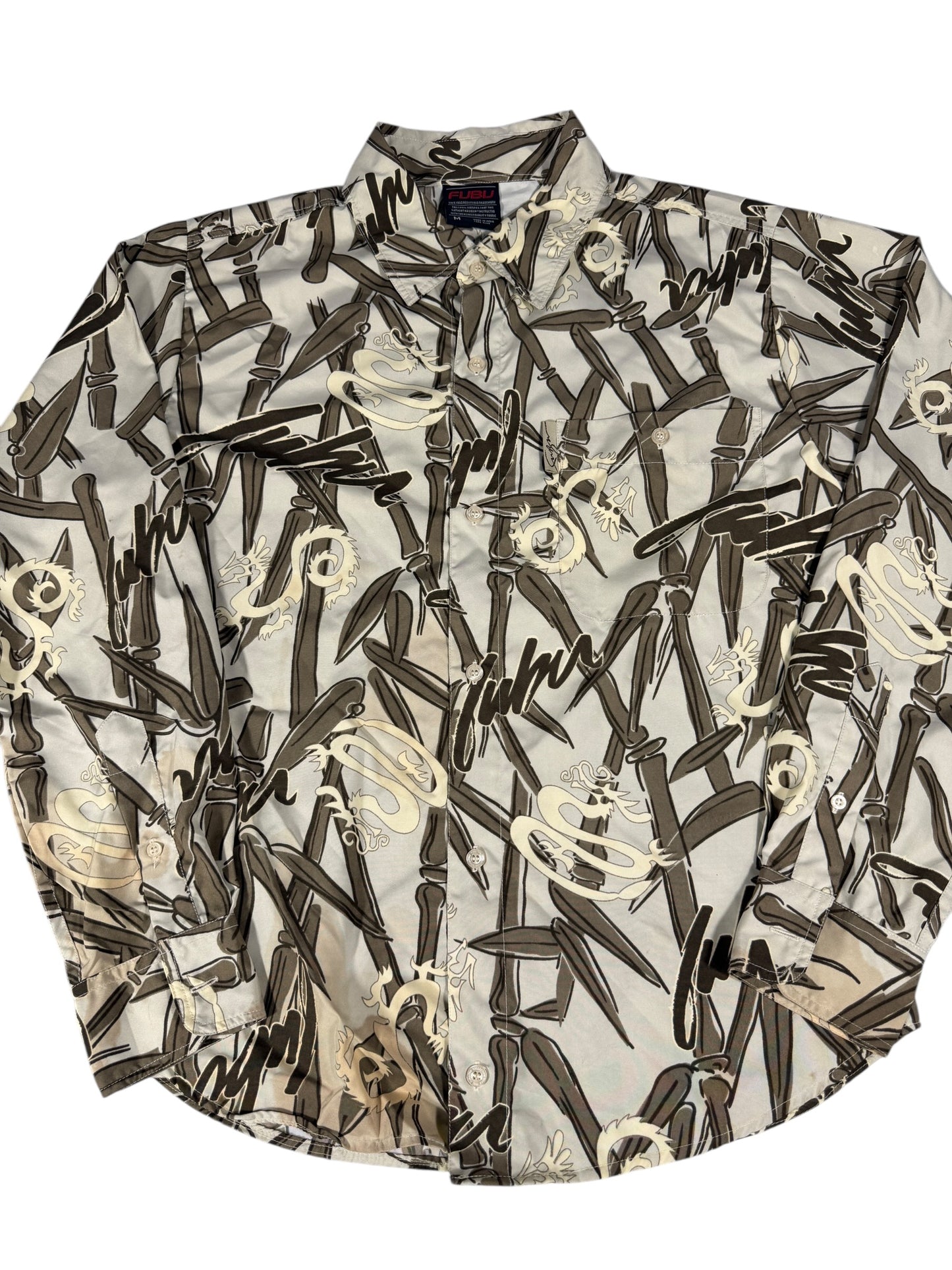 Fubu Dragons Long Sleeve Button Up Shirt