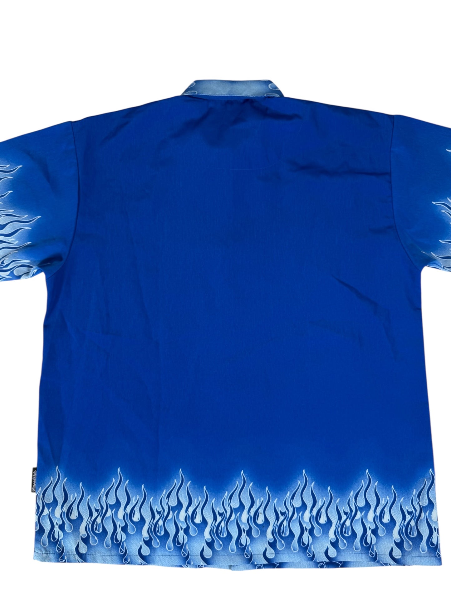 Silver Point Blue Flames Kids XL Button Up Shirt