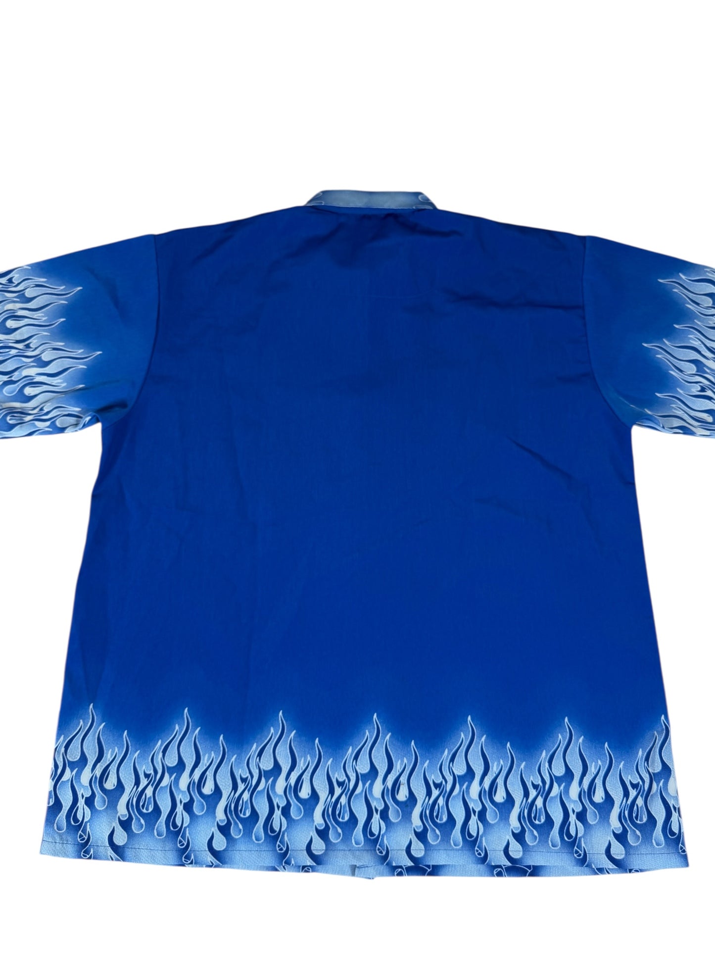 Silver Point Blue Flames Kids XL Button Up Shirt