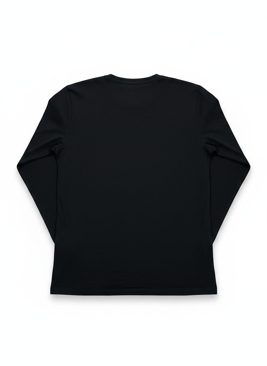 Throwback Rack black long sleeve t-shirt with Y2K cross graphic on front. Cotton blend, crew neck.