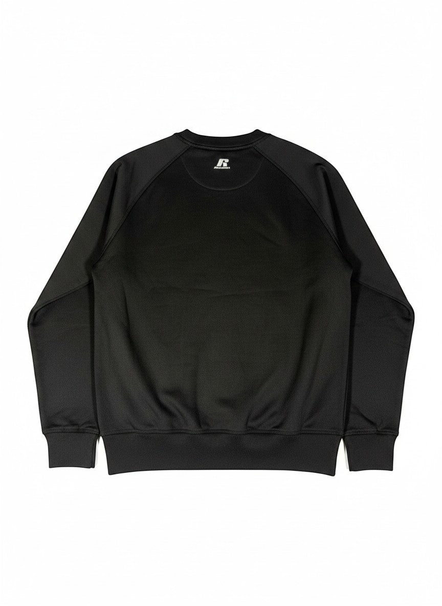 Throwback Rack black Russell athletic sweatshirt, size S, vintage style with crew neck and long sleeves.