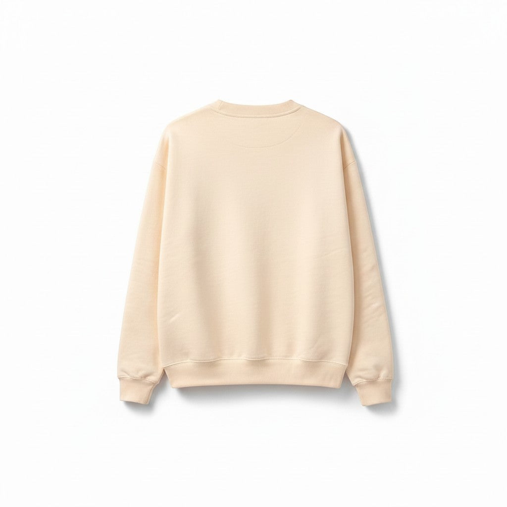 Throwback Rack cream crewneck sweatshirt with "Rich Mom Calabasas" graphic on back