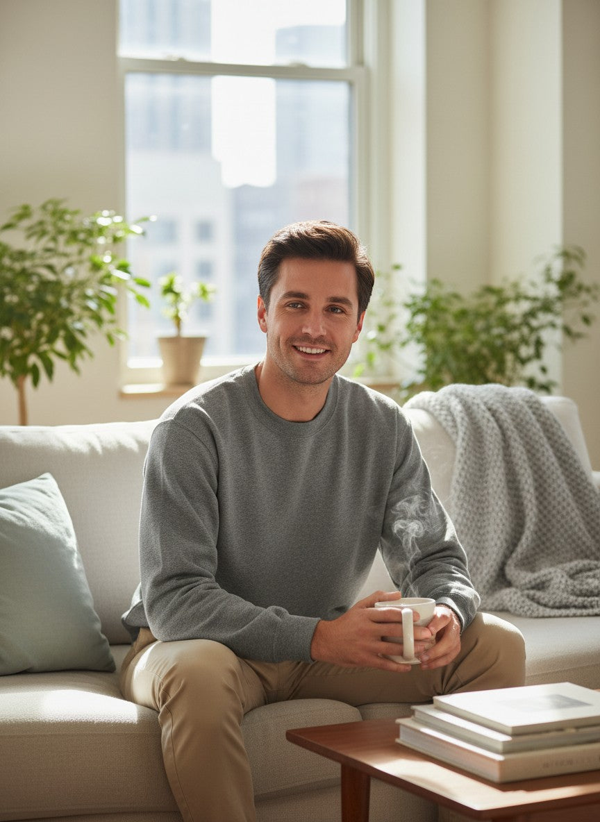 Throwback Rack men's vintage gray heavyweight sweatshirt, size L, made from cotton blend. Relaxed fit, crew neck, long sleeves.