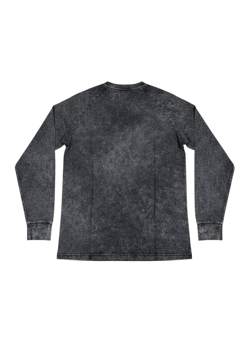 Throwback Rack Kangol dark acid wash long sleeve cotton shirt with a vintage, distressed look.