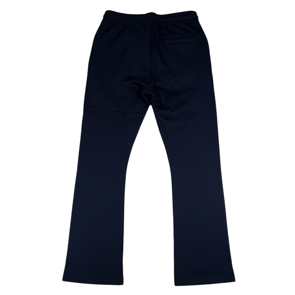 Throwback Rack navy wide-leg cotton sweatpants with a relaxed streetwear fit and back pocket detail