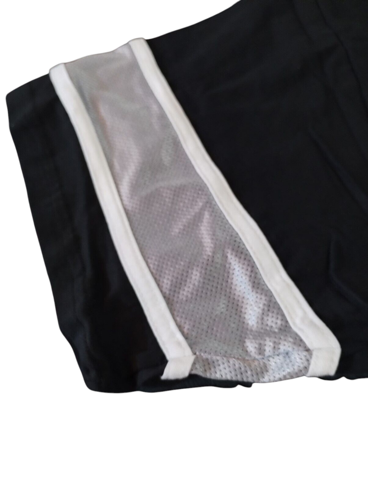 Throwback Rack black football jersey sleeve with silver mesh panel and white trim detail