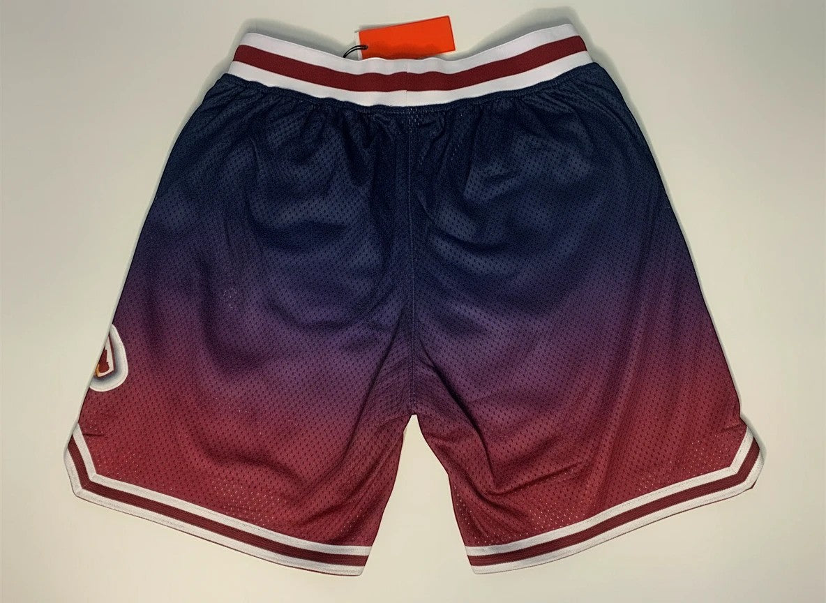Throwback Rack Yosemite Sam Denver basketball shorts in blue and red mesh with striped waistband and hem