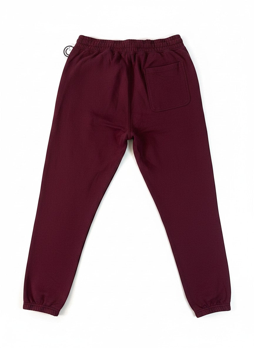 Throwback Rack Neff burgundy mushroom sweatpants with elastic waistband and single back pocket. Comfortable unisex joggers.