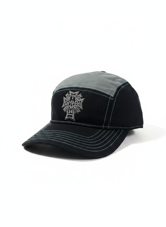 Throwback Rack Dogtown skater hat in black and gray with embroidered logo. One size fits most.