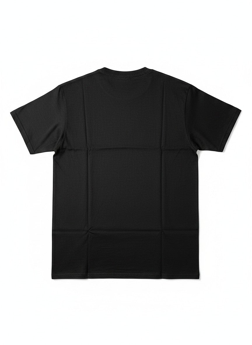 Throwback Rack Ecko UNTLD black cotton graphic t-shirt with yellow logo detail on front.