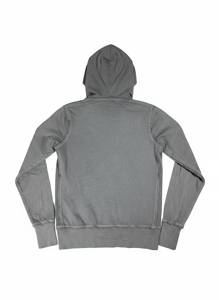 Throwback Rack grey cotton blend hooded jacket for women, size M. Features a relaxed fit and casual style.