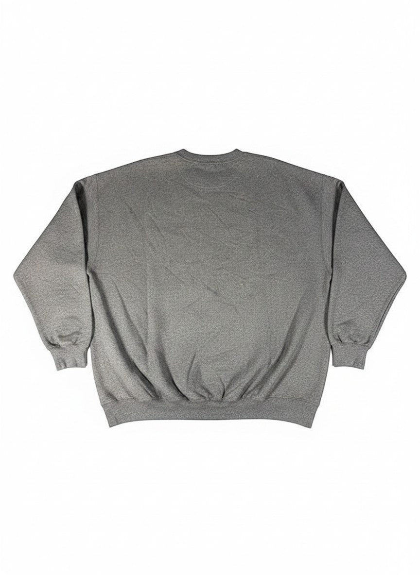Throwback Rack grey heathered cotton blend crewneck sweatshirt, size XL, with NC State graphic.