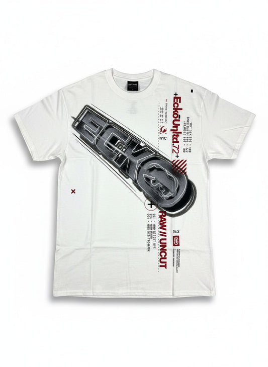 Throwback Rack white Ecko UNTLD Y2K graphic t-shirt with bold logo and text details. Cotton blend.